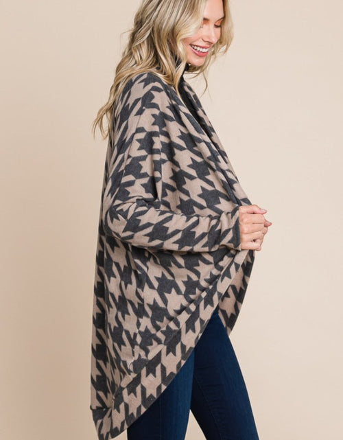 Load image into Gallery viewer, BOMBOM Houndstooth Open Front Cocoon Knit Cardigan
