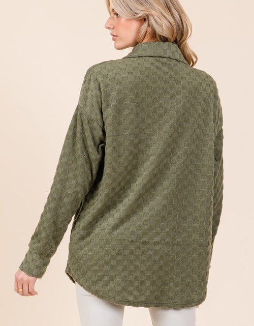 Load image into Gallery viewer, BOMBOM Checkered Button Down Dropped Shoulder Shacket
