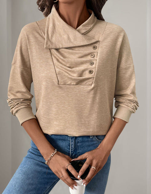 Load image into Gallery viewer, Perfee Asymmetric Mock Neck Long Sleeve Sweatshirt
