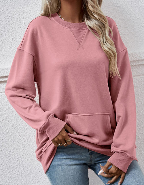 Load image into Gallery viewer, Round Neck Long Sleeve Sweatshirt
