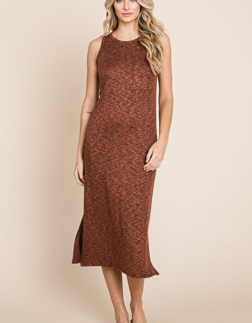Load image into Gallery viewer, BOMBOM Slit Round Neck Sleeveless Midi Dress
