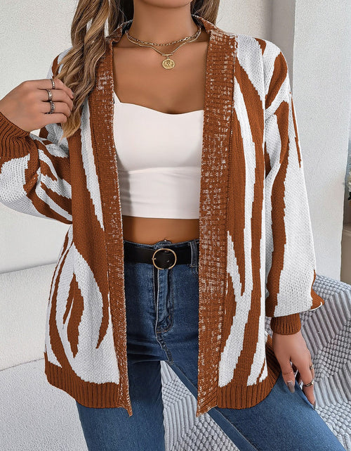 Load image into Gallery viewer, Open Front Animal Print Cardigan
