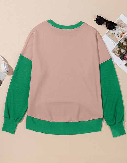 Load image into Gallery viewer, Contrast Round Neck Long Sleeve Sweatshirt
