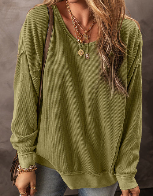 Load image into Gallery viewer, Round Neck Dropped Shoulder Sweatshirt
