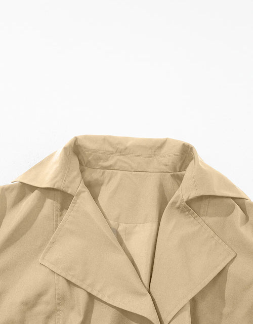 Load image into Gallery viewer, Collared Neck Tie Waist Buttoned Long Sleeve Trench Coat
