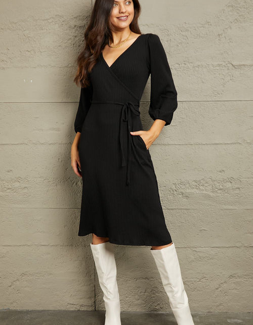 Load image into Gallery viewer, Culture Code Full Size Surplice Flare Ruching Dress
