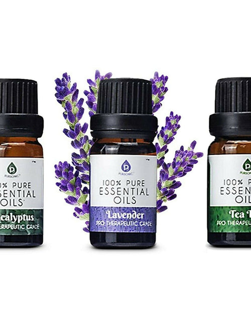 Load image into Gallery viewer, 3 pack of 100% Pure Essential Oils (Eucalyptus, Lavender &amp; Tea Tree) by Pursonic
