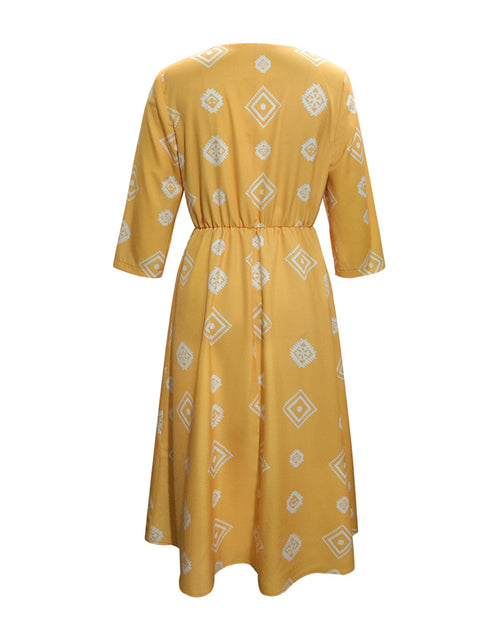 Load image into Gallery viewer, Geometric Notched Neck Dress
