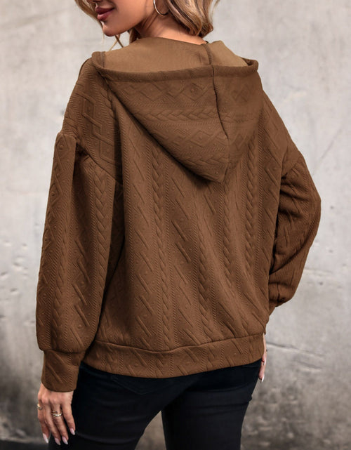 Load image into Gallery viewer, Drawstring Dropped Shoulder Long Sleeve Hoodie
