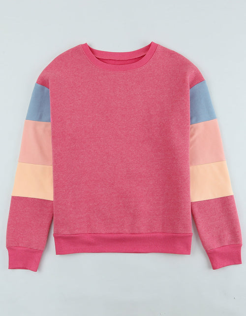 Load image into Gallery viewer, Color Block Round Neck Long Sleeve Sweatshirt
