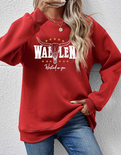 Load image into Gallery viewer, Graphic Round Neck Dropped Shoulder Sweatshirt
