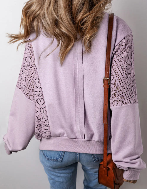 Load image into Gallery viewer, Openwork Round Neck Long Sleeve Sweatshirt
