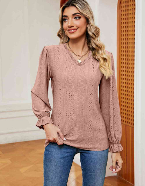 Load image into Gallery viewer, V-Neck Flounce Sleeve Blouse
