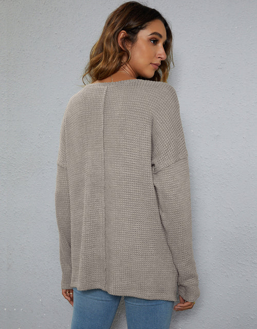 Load image into Gallery viewer, Dropped Shoulder High-Low Waffle-Knit Top
