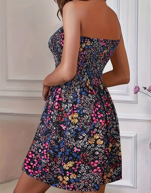 Load image into Gallery viewer, Full Size Smocked Printed Tube Mini Dress
