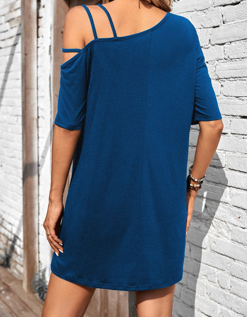 Load image into Gallery viewer, Asymmetrical Neck Half Sleeve Mini Dress
