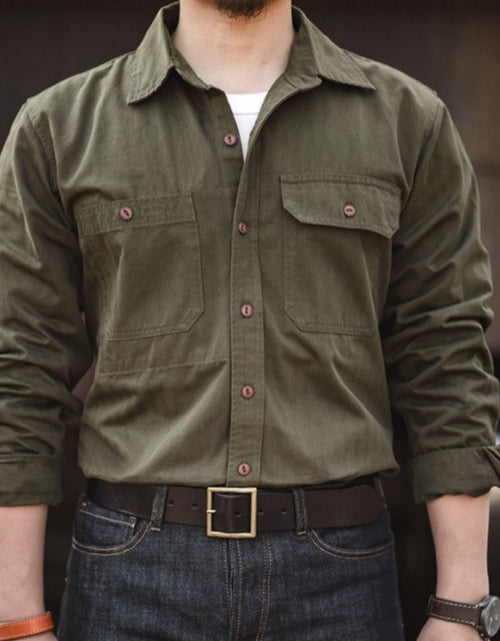 Load image into Gallery viewer, Men's Button Down Long Sleeve Shirt with Chest Pockets
