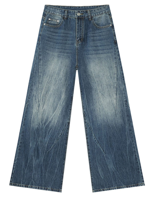 Load image into Gallery viewer, Washed Lightning Pattern Wide Leg Jeans

