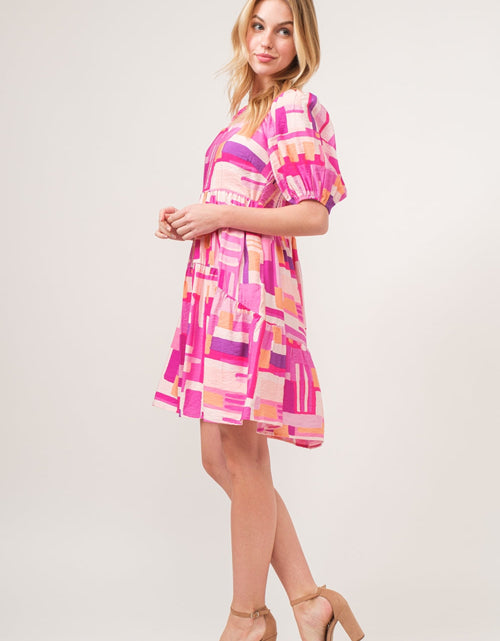 Load image into Gallery viewer, And The Why Color Block Puff Sleeve Dress
