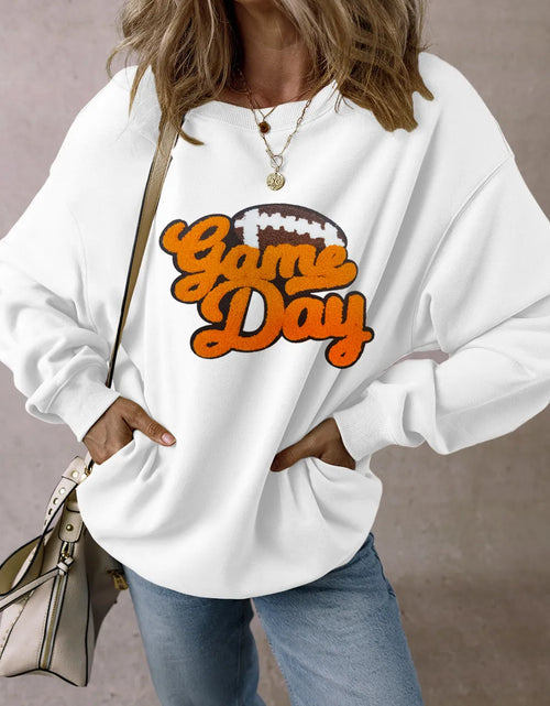 Load image into Gallery viewer, GAME DAY Football Round Neck Long Sleeve Sweatshirt
