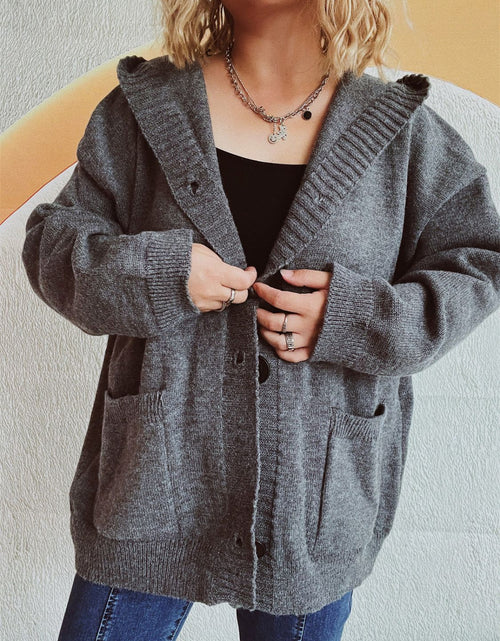 Load image into Gallery viewer, Dropped Shoulder Long Sleeve Hooded Cardigan
