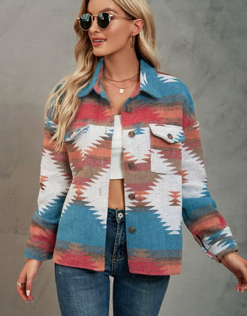 Load image into Gallery viewer, Printed Collared Neck Jacket
