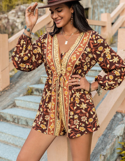 Load image into Gallery viewer, V-Neck Long Sleeve Romper
