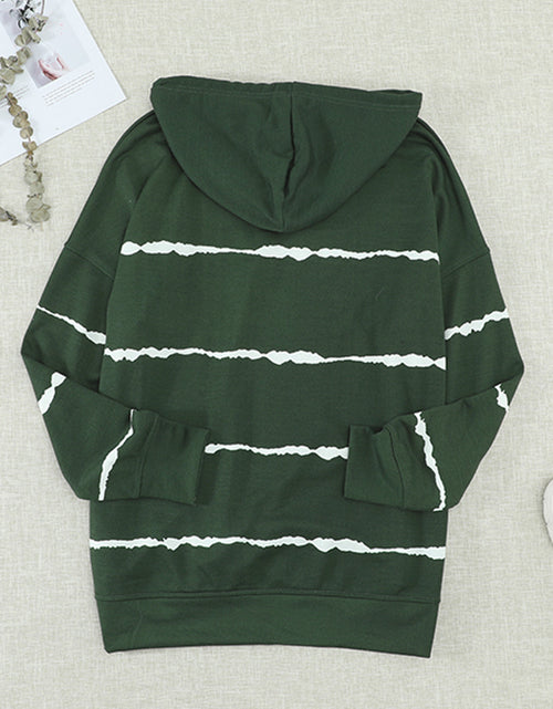 Load image into Gallery viewer, Drawstring Striped Dropped Shoulder Hoodie
