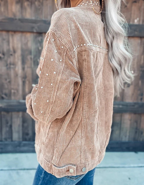 Load image into Gallery viewer, Studded Collared Neck Button Down Jacket
