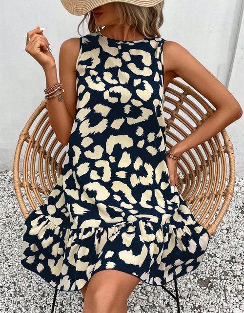 Load image into Gallery viewer, Tied Leopard Round Neck Tank Dress
