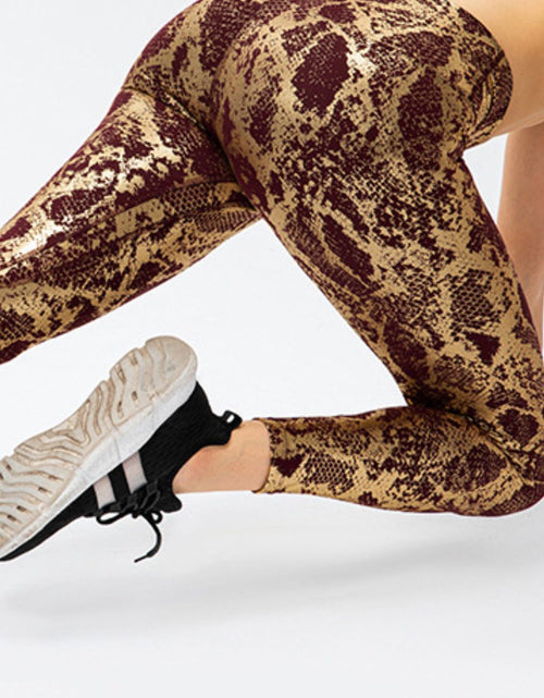 Load image into Gallery viewer, Animal Print Slim Fit Wide Waistband Long Sports Pants
