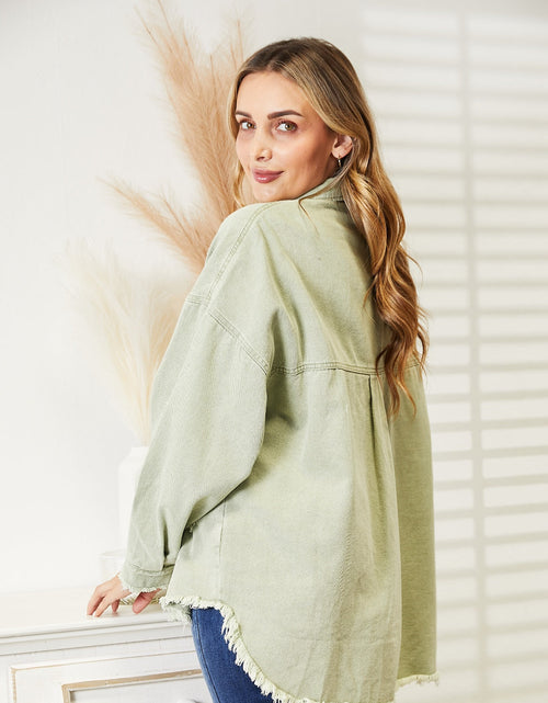 Load image into Gallery viewer, Distressed Raw Hem Denim Jacket

