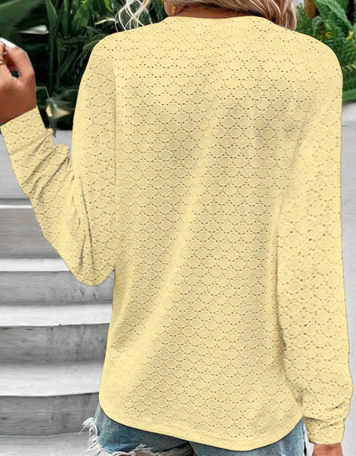 Load image into Gallery viewer, Eyelet Notched Long Sleeve T-Shirt
