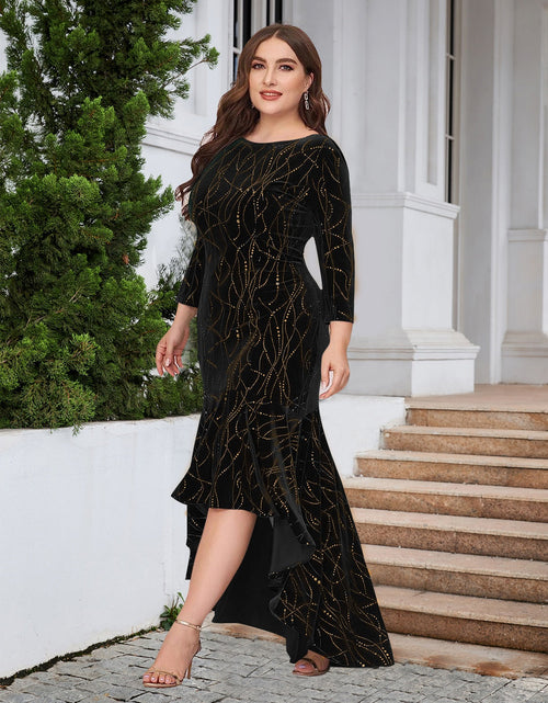 Load image into Gallery viewer, Plus Size Ruffle Hem High-Low Dress
