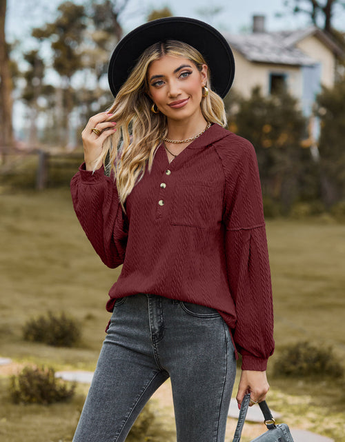 Load image into Gallery viewer, Cable-Knit Dropped Shoulder Hoodie
