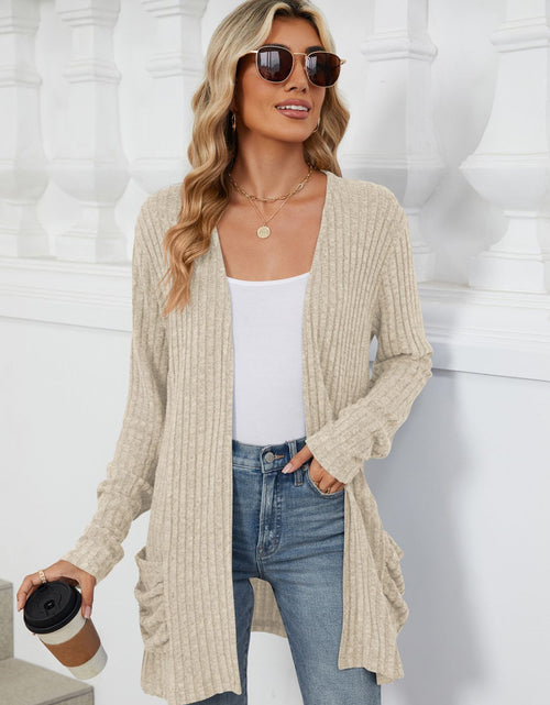 Load image into Gallery viewer, Pocketed Open Front Long Sleeve Cardigan
