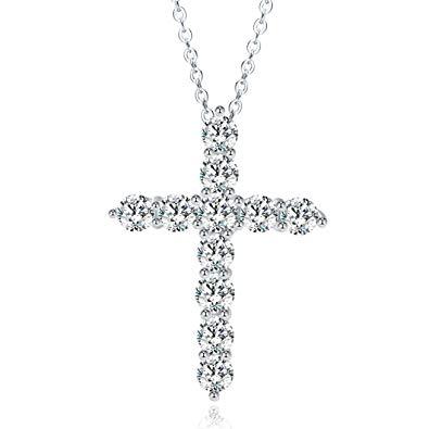 Load image into Gallery viewer, White Gold Cubic Zirconia Cross Necklaces for Women by Hollywood Sensation®
