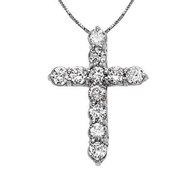 Load image into Gallery viewer, White Gold Cubic Zirconia Cross Necklaces for Women by Hollywood Sensation®

