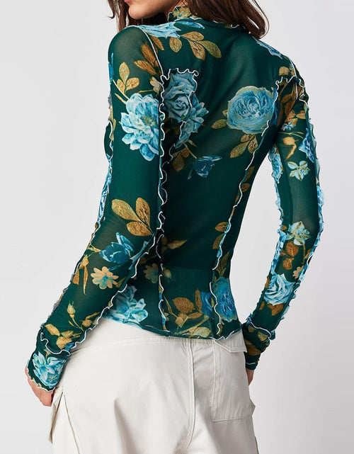 Load image into Gallery viewer, Floral Mock Neck Long Sleeve Top
