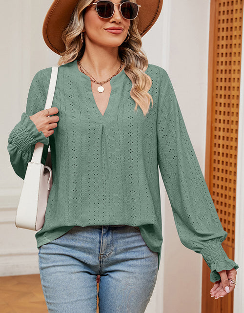 Load image into Gallery viewer, Eyelet Notched Long Sleeve T-Shirt
