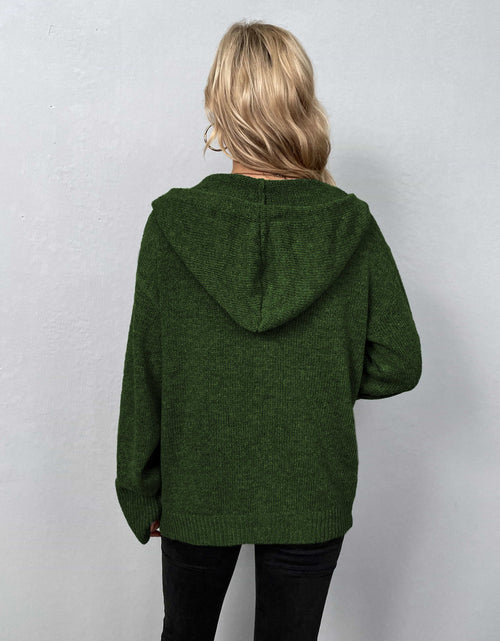 Load image into Gallery viewer, Button-Down Long Sleeve Hooded Sweater
