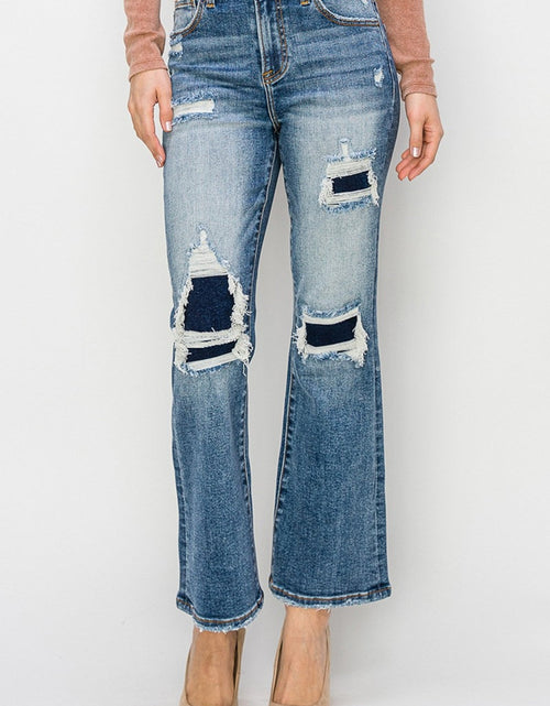 Load image into Gallery viewer, Risen Full Size High Rise Distressed Ankle Flare Jeans
