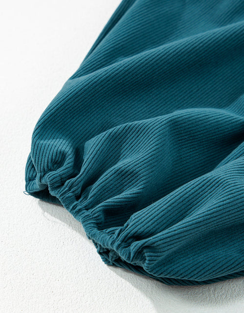 Load image into Gallery viewer, Corduroy Quarter Snap Three-Quarter Sleeve Dress

