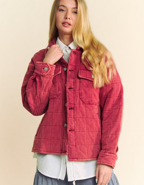 Load image into Gallery viewer, Davi &amp; Dani Quilted Button Down Shacket with Chest Pockets
