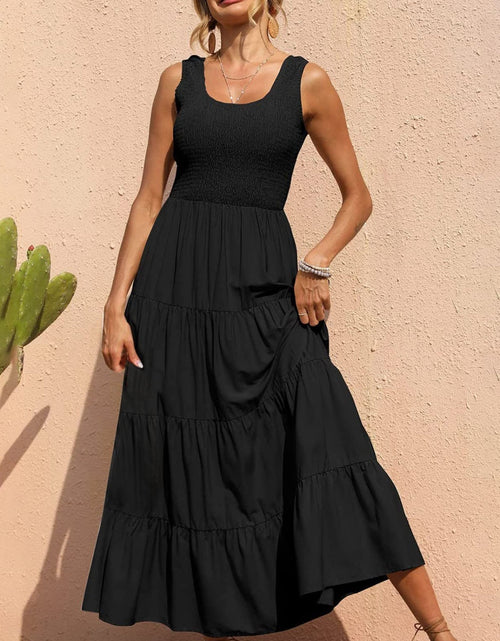 Load image into Gallery viewer, Tiered Smocked Wide Strap Dress
