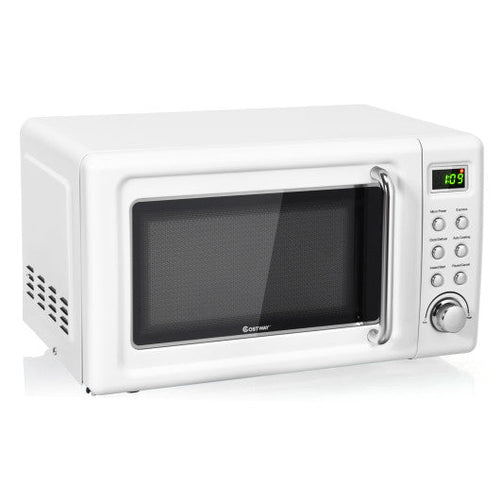 Load image into Gallery viewer, 700W Retro Countertop Microwave Oven with 5 Micro Power and Auto Cooking Function-White
