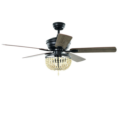Load image into Gallery viewer, 52 Inch Retro Ceiling Fan Light with Reversible Blades Remote Control-Black
