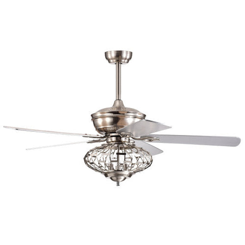 Load image into Gallery viewer, 52 Inches Ceiling Fan with Wooden Blades and Remote Control-Silver
