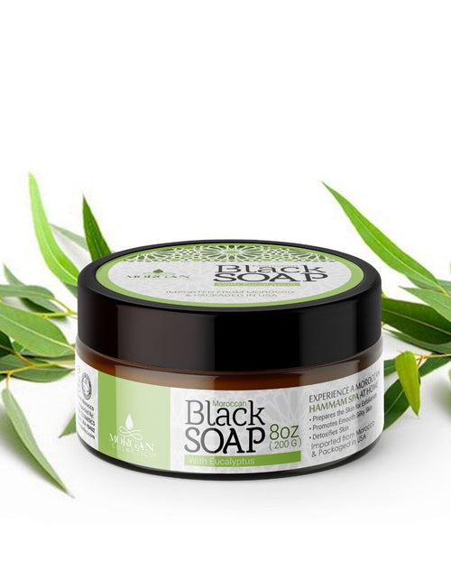 Load image into Gallery viewer, Moroccan Black Soap with Eucalyptus 8oz by Morgan Cosmetics
