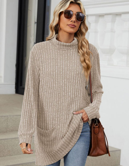 Load image into Gallery viewer, Ribbed Mock Neck Long Sleeve T-Shirt
